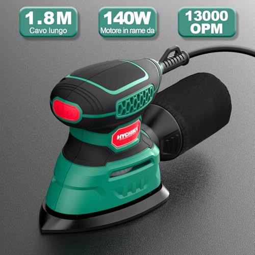 HYCHIKA 140W Wood Sander 13000 OPM Efficient Dust Collecting Sander with 12PCS Sandpaper Ideal for Wood Sanding and Removing Rust and Paint