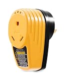 Camco Adapter PowerDefender Circuit Analyzer with Integrated Surge Protection and Indicator Lights, Male to 30 Amp Female (55310)