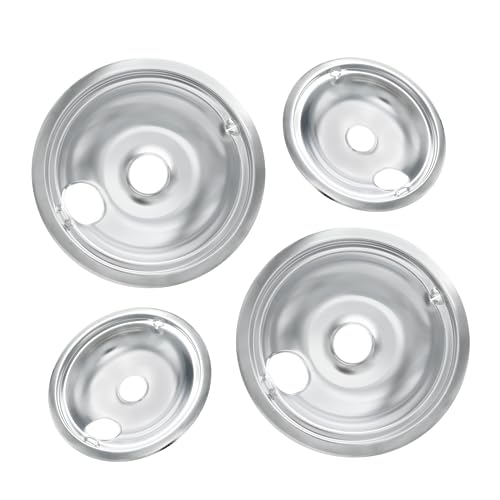COZZIVITA WB31T10010 and WB31T10011 Drip Pans for Electric Stove - Compatible with GE Range Stove - Thickening to Prevent Bending and Rust-Includes a Set of 4 Stove Drip Pans, Silver