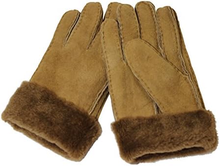 Eastern Counties British Sheepskin Ladies Cuff Gloves in Coffee Brown
