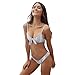 FAFOFA Sexy Women Push-up Padded Bra Bandage Bikini Set Hit Color Striped Bathing Suit,Small,Lightgrey