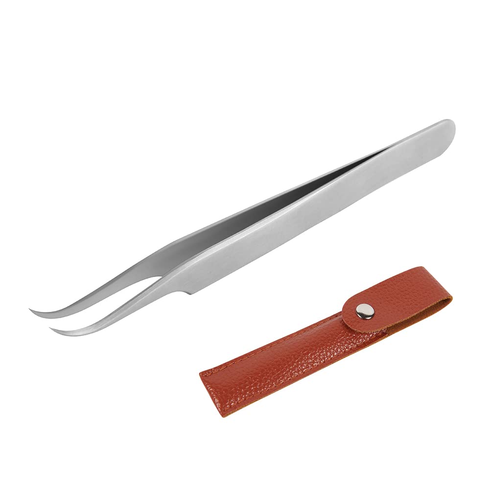 Lunamoon Eyelash Extension Tweezers - Ultra-thin Stainless Steel Precision Tweezers for Eyelashes - Straight & Curved Tips - Professional Salon Use