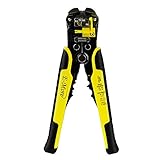 E-More Self-Adjusting Wire Stripper, 8-Inch Automatic Electric Cable Wire Stripping Cutter and Crimping Pliers Tool 10-24 AWG (Yellow)
