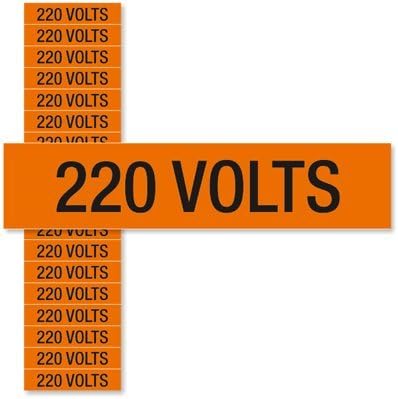 220 Volts, Small (1/2" x 2-1/4") Label, 2.25" x 0.5"