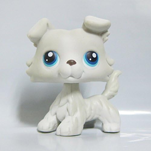 Littlest-Pet-Shop-LPS-Toy-363-Light-Grey-White-Collie-Dog-Blue-Eyes-Chien-Colley