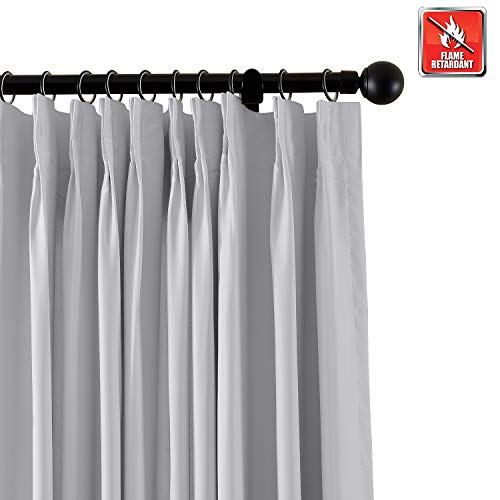 ChadMade Fire Resistant Flame Retardant Thermal Insulated Curtain Drapery Panel Pinch Pleat, Grayish White 72" W x 96" L for Home, Office, Hotel, School, Cinema and Hospital (1 Panel)