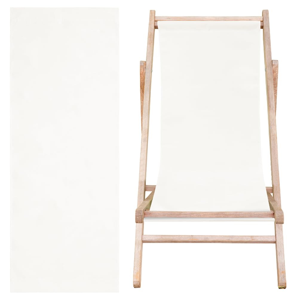 AHANDMAKER Beach Sling Chair Replacement Fabric, White Casual Lounge Chair Replacement Canvas Simple Patio Chair Replacement Fabric for Home Beach Chair Sling Chair (44.88x16.73inch)