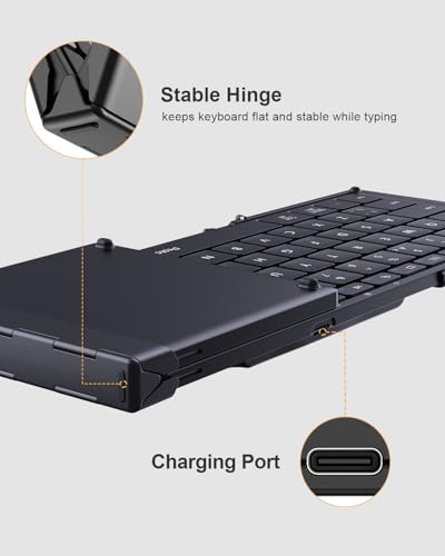 ProtoArc XK01 Foldable Bluetooth Keyboard with Number Pad - Full-Size Portable Wireless Folding Keyboard for Windows, iOS, Android & Tablets | QWERTY UK Layout | Black