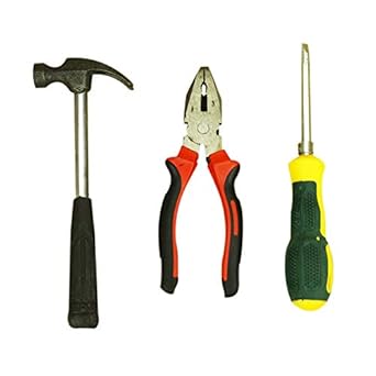 AVMART Multi Purpose Home/Office Quality Hand Tool Kit Set of 3 Hammer, Plier, Screwdriver