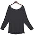 Yingkis Women Cut Out Loose Pullover Criss Cross Backless Sweater Shirt Top,B L