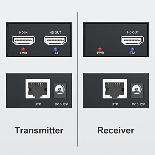 PWAY Extensor HDMI de 500 pies sin retraso sobre Cat5e/6 HDMI Balun IP Kit sobre Ethernet de larga distancia, 1 a muchos conmutadores Gigabit