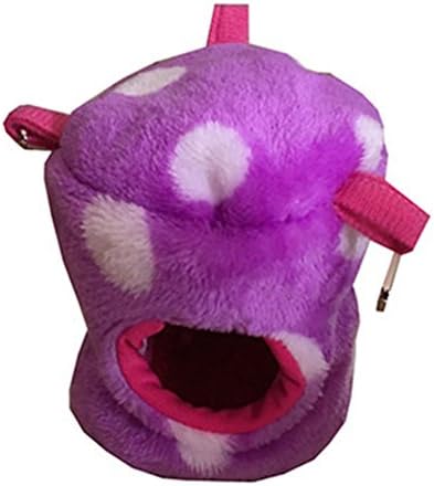 CricTeQleap Mini Pet House, Pet Hamster Squirrel House Bed Small Warm Winter Velvet Polka Dot Cotton Nest Purple XS