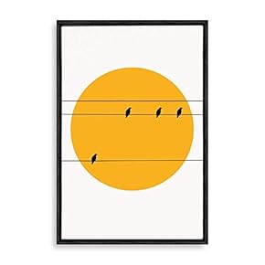 Framed Canvas Home Artwork Decoration Nordic Style Moon Canvas Wall Art for Living Room, Bedroom - 16x24 inches