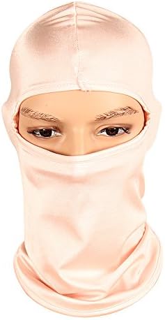 Pure Color Adults Professional Road Cycling BMX Bikes Bicycling Motorcycle Motorbike Riding Camping Skiing Face Dust Mask Balaclava CS Caps UV-Proof Sun Protection Helmet Lining (Light pink)