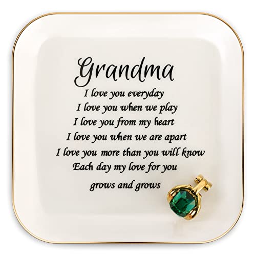 Grandma Gifts Ring Dish -“ Grandma, I love you every day, I love you more than you will know, Each day my love for you grows and grows” Gifts for Grandma Christmas, Birthday Gifts for Grandma