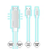 (Upgrade Version) Onten Lightning Digital AV Cable, Lightning 8 Pin to HDMI 1080P HD Convertor for iPhone iPad iPod (Silver)