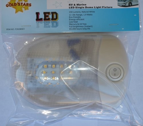 Gold Stars F3528001 LED Dome Light Fixture Single 921 Wedge 36 High Power LEDs 12V Natural White (1)