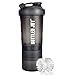 BOTTLED JOY Protein Shaker Bottle with 3-Layer Twist and Lock Storage, 100% BPA-Free Leak Proof SportMixer Fitness Sports Nutrition Supplements Non-slip Mix Shake Bottle 20oz 600ml (Grey)