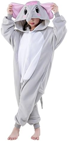 Halloween Child Pajamas Animal Cosplay Costume Anime Makeup Partywear Jumpsuit Outfit-Grey Elephant,115