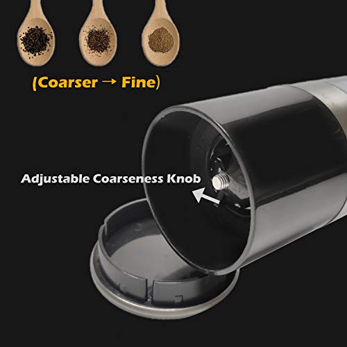 Lasten Salt and Pepper Grinder Set Adjustable Ceramic Sea Salt Grinder Tall Clear Plastic Salt and Pepper Shakers Pepper Mill Stainless Steel Pepper Grinder Mill for Home Restaurant Party Picnic