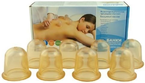 Set of 8 rubber cupping cups for vacuum massage pneumatic cupping glass.