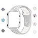 iGK For Fitbit Blaze Bands Soft Silicone Replacement Sport Strap with Metal Frame for Fitbit Blaze Fitness Wristband Gray & White with Band Silver Frame Small