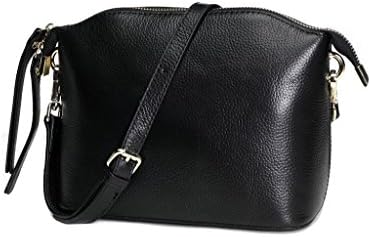 Jusian Women's Real Leather Crossbody Bag Zipper Shoulder Bag Clutch Black