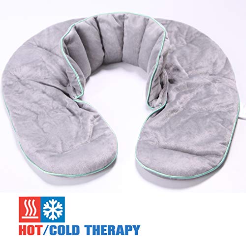 MAXTID Microwavable Weighted Neck & Shoulder Wrap 3lbs, Grey Heat Pad