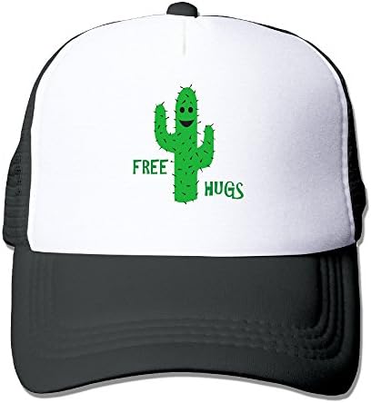 Free Hugs Cactus Trucker Cap With Mesh Adjustable Hat Caps Black