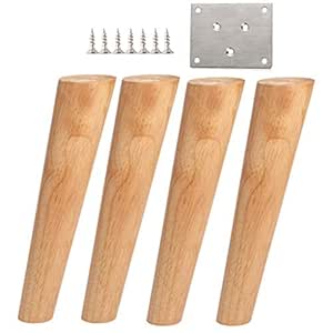 Patas de los Muebles de Madera, Acabado Cuadrado cónico, Juego de 4