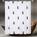 COSCOV Mildew Resistant Fabric Anti-Bacterial Shower Curtain Liner Set, 72x72 White, Cedar Art Print, Non Toxic, Eco-Friendly, No Chemical Odor, Heavy Duty Grommets PEVA Home Decor Bathroom Curtain