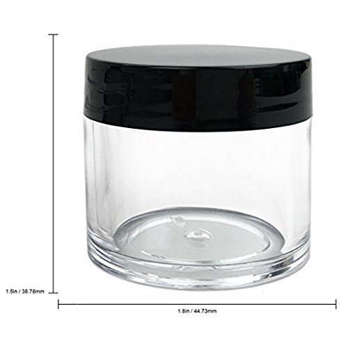(Quantity: 6 Pieces) Beauticom 30G/30ML (1 Oz) Round Clear Jars with BLACK Flat Top Lids for Beads, Gems, Glitter, Charms, Small Arts and Crafts - BPA Free