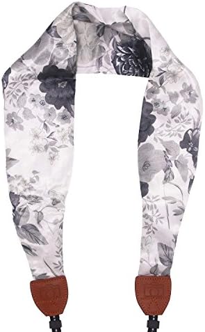 Camera Strap Scarf Vintage Floral Fabric DSLR Universal Neck Shoulder Belt For Women by Deanoy(White)