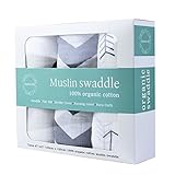 Muslin Swaddle Blankets - 2 Pack, Unisex, Incredibly Soft, 47 x 47 - by Cinnamon dots