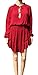 R.Vivimos Women Spring Long Sleeve Deep V Neck Short Dresses XLarge Dark Red