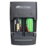 SUPEREX® 2PCS 3volt 400 mAh CR2 15270 Battery + Car Charger Dual Rapid Rechargeable Battery Charger for 3V CR2 Lithium Batteries