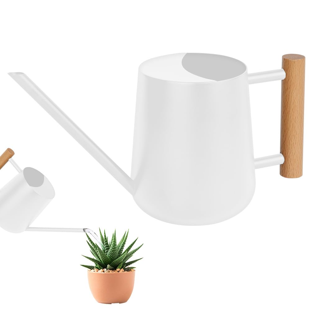 OFFCUP 35oz 1L Watering Can, Stainless Steel Mini Small Watering Can, Plant Flower Long Spout Sprinkling Pot for Home Use Indoors Outdoor Garden Bonsai Succulents (White)