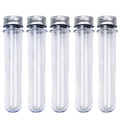 Rainbow-B 20 Clear Plastic Test Tubes with Caps, 25x140mm(40ml) with 1 100ml Plastic Beaker