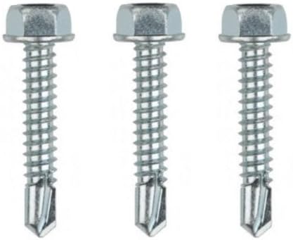 (10-Pack) #8 x 1" Hex Washer Head Self Drilling Tek Screw, Zinc Plated Steel, Meets ASME B18.6.3/IFI-113 Standards, by Fastener Pro
