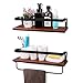 YASASHELF Floating Shelves Wall Mounted, Rustic Wood Wall Shelves for Bathroom, Kitchen, Living Room, Bedroom, Office etc. - Set of 2 Brown