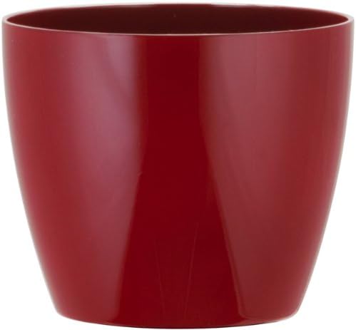 Borna European Tapered Cylinder Planter, 8" diameter x 6.8" height, Gloss Red Finish