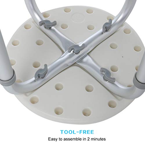 Bath Chair, Seat Non-slip Bathroom Chair Adjustable Height Medical Tool Assembly Spa Bathtub Shower Chair Shower Stool for Elderly Pregnant Handicap lkoezi (A, silver)