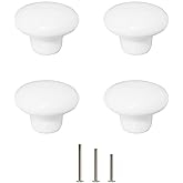 OctinPris White Cabinet Knobs 4 Pack Ceramic Cabinet Knobs Dresser Knob | Round White Drawer Closet Door Knobs 32mm/1.26&rdquo; Pull Handles for Kitchen Cupboard Bathroom Wardrobe with 3-sized screws