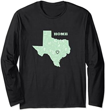 Unisex State Home Map of Texas Long Sleeve TShirt Apparel XL: Black