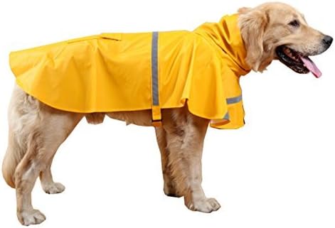 Juway Adjustable Dog Raincoat With Reflective Stripe(Yellow,L) by Juway Pets
