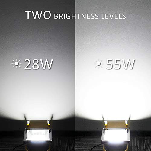 Ustellar 5500LM 55W LED Work Light (400W Equivalent), 2 Brightness Levels, Waterproof Portable Flood Lights, 16ft/5M Cord with Plug, Stand Working Lights for Construction Site, 6000K Daylight White - Thumbnail 4