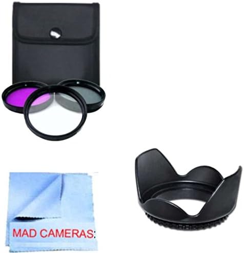 Lens Accessory Kit- Compatible with Any DSLR or Camcorder- 55mm - Nikon, Canon, Sony, Panasonic - 3 Piece Filter Kit- UV, CPL, FLD + Lens Hood