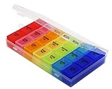 Pill Organizer Box with Snap Lids| 7-day AM/PM | Detachable Compartments for Pills, Vitamin. (pill box 818)