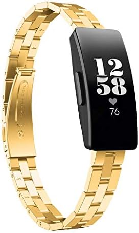 certainPL Band for Fitbit Inspire HR & Inspire, Stainless Steel Wrist Strap Bracelet Replacement Band Compatible Fitbit Inspire HR & Inspire, Women Girls (Gold)