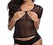 JnZeBly Womens Sheer See-Through Gauze Crop Tops Black S
